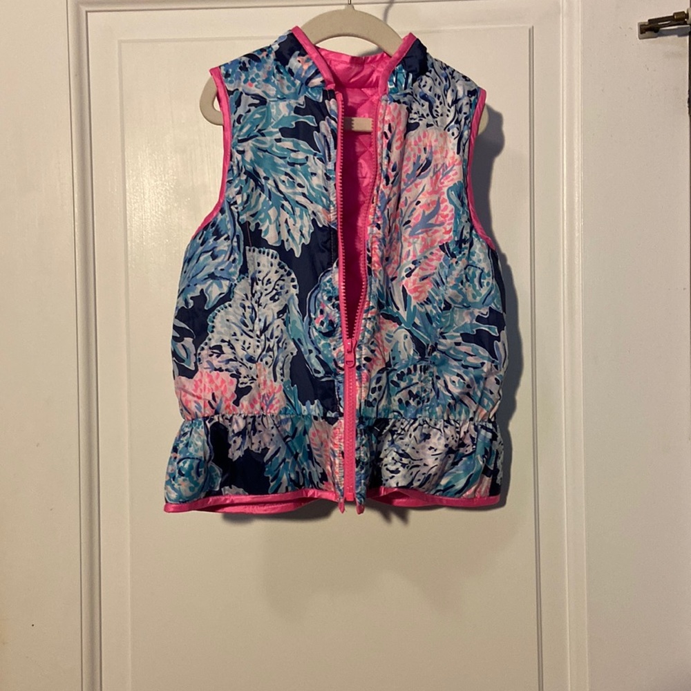Lilly Pulitzer girls reversible quilted vest M 6/7